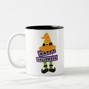 Hexenhut und Feet Halloween Zweifarbige Tasse