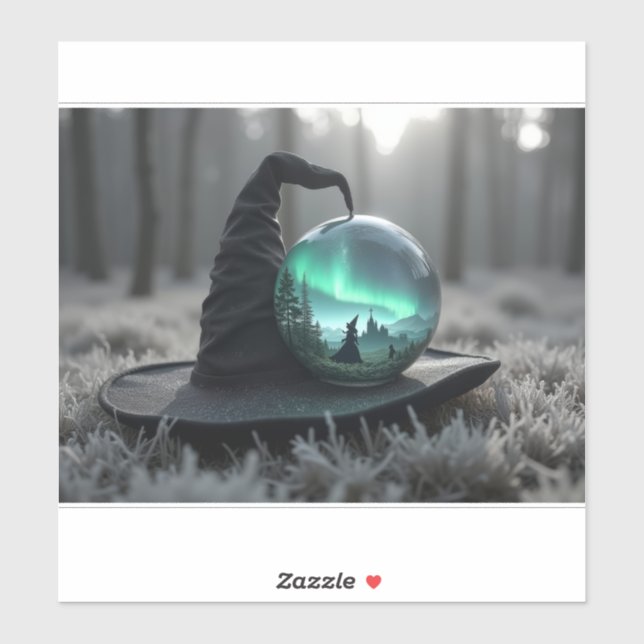 Hexenhut und Kristallkugel Aufkleber (Blatt)