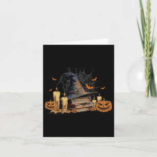 Hexenhut und magisches Buch Spooky Library Hallowe Karte