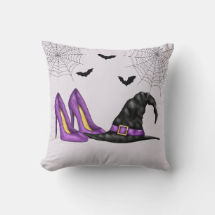 Hexenhut und violette Schuhe - Whimsical Halloween Kissen