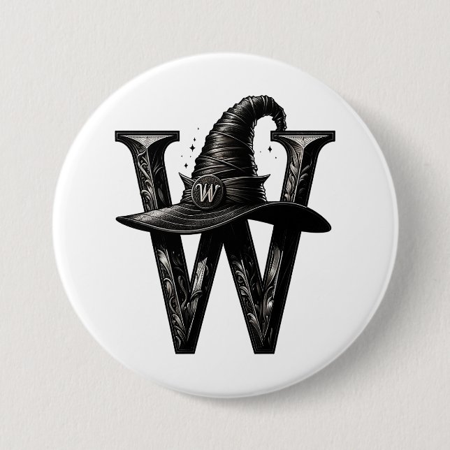 Hexenhut W Black Hat Halloween Button (Vorderseite)