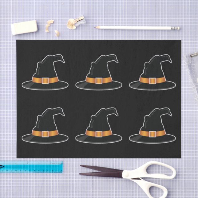 Hexenhüte Orange Witch Hat Halloween Muster Seidenpapier (Handwerk)
