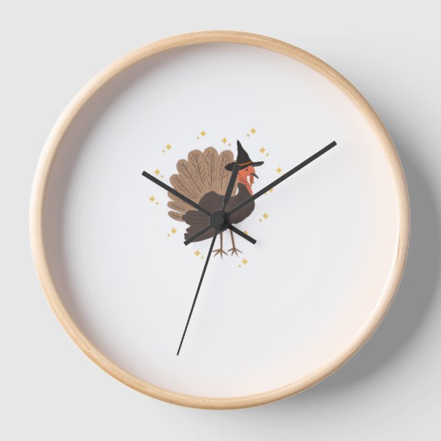 Hexenhutte mit Hut und funkelnden Sternen illuster Uhr (Vorderseite)