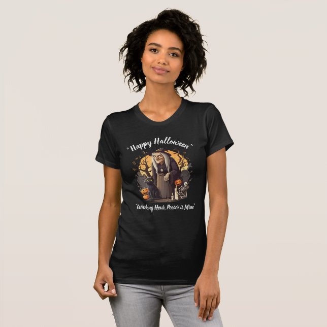 Hexenhy Halloween Vibes - Schwarzer T - Shirt 🎃 � (Vorne ganz)