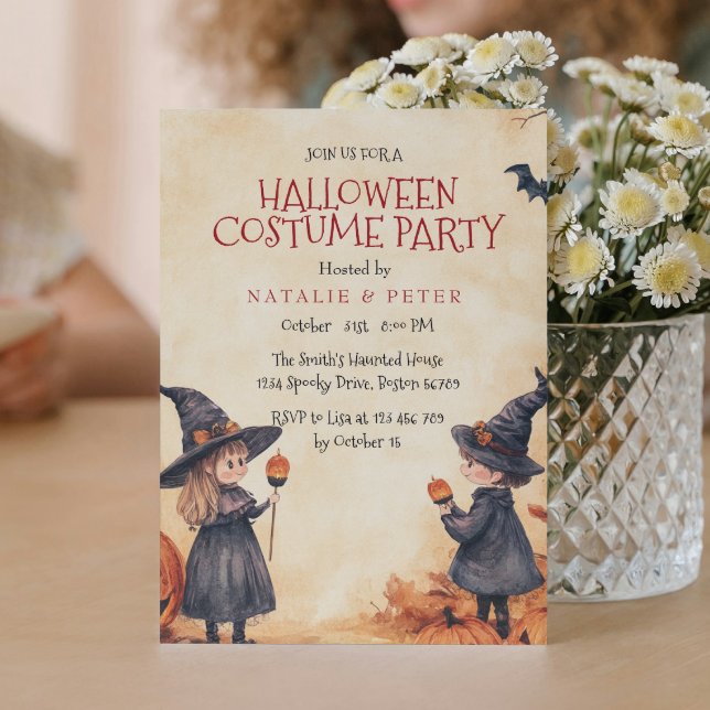Hexenjunge und Girl Halloween-Kostüm-Party Einladung (Von Creator hochgeladen)