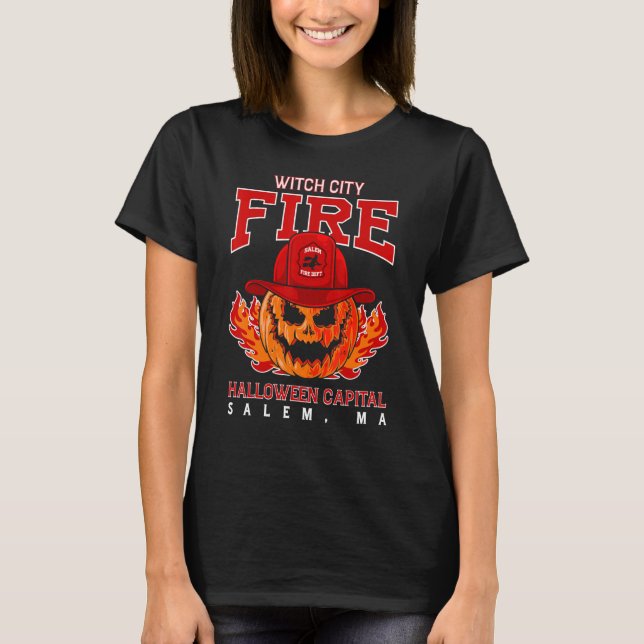 Hexenkämpfer Halloween Hauptstadt Salem T-Shirt (Vorderseite)