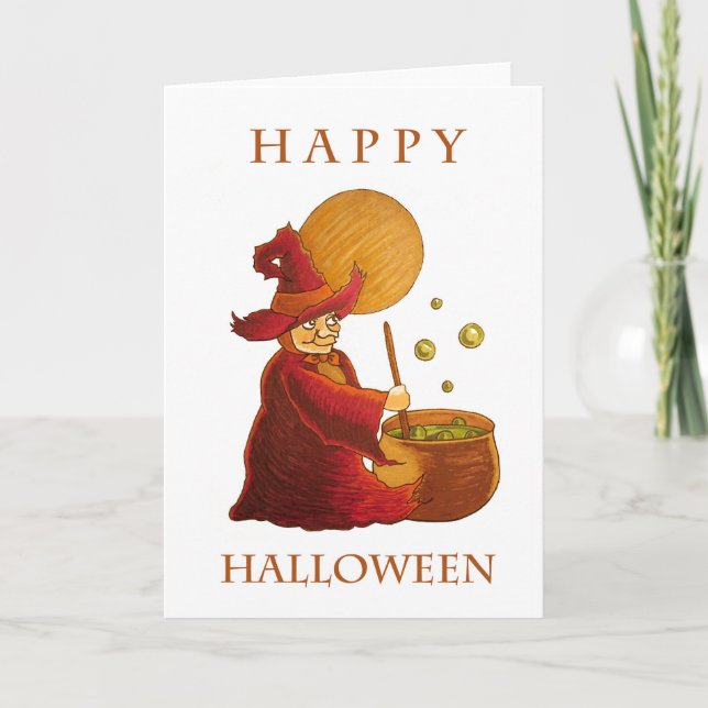 Hexenkarte und Cauldron-Grußkarte Karte (Vorderseite)