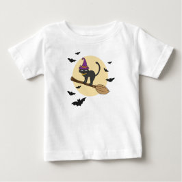 Hexenkatze auf Besen-Jugend-T-Shirt, Halloween Sch Baby T-shirt