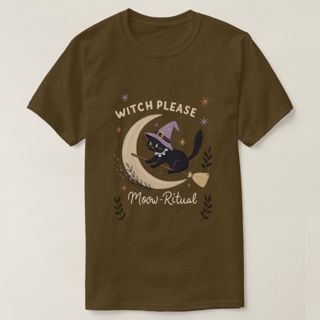 Hexenkatze auf dem Broomstick der Weltraumjury T-S T-Shirt (Design vorne)