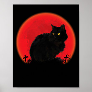 Hexenkatze Halloween-Kostüm Blutmond Schwarze Katz Poster