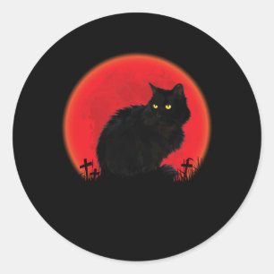 Hexenkatze Halloween-Kostüm Blutmond Schwarze Katz Runder Aufkleber