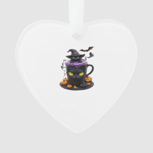 Hexenkatze Halloween-Latte Gruseliger süßer Kaffe Ornament