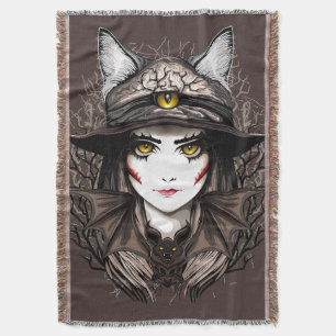 Hexenkatze Halloween Niedliches Portrait Decke