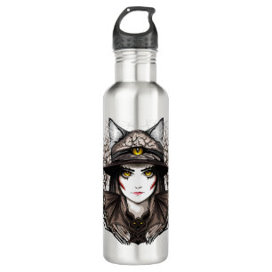 Hexenkatze Halloween Niedliches Portrait Edelstahlflasche