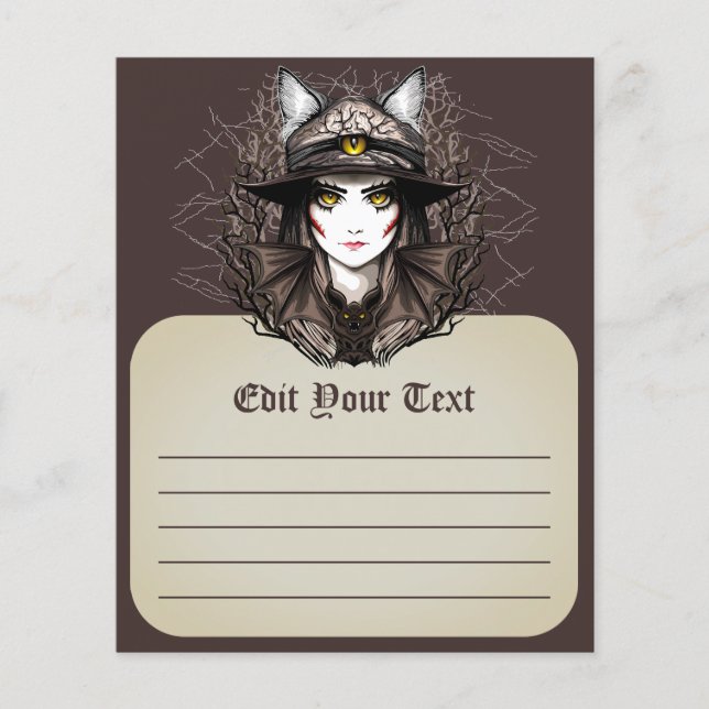 Hexenkatze Halloween Niedliches Portrait Flyer (Vorne)