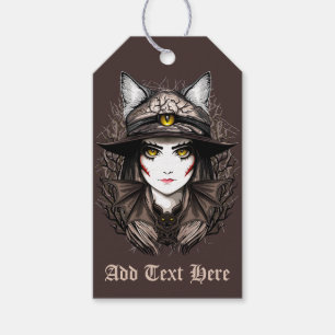 Hexenkatze Halloween Niedliches Portrait Geschenkanhänger