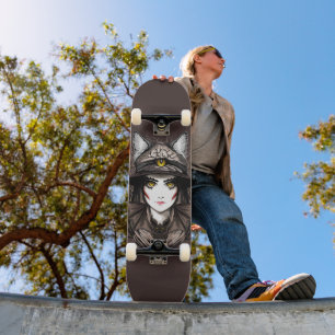 Hexenkatze Halloween Niedliches Portrait Skateboard