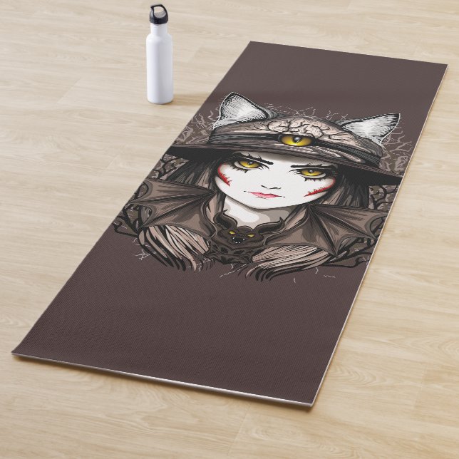 Hexenkatze Halloween Niedliches Portrait Yogamatte (Beispiel)