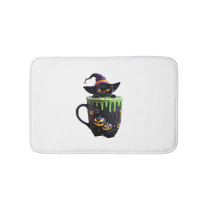 Hexenkatze Halloween Tasse - Niedlicher Schwarzer Badematte