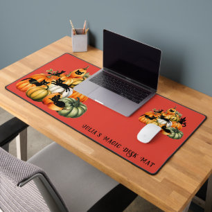 Hexenkatze Kürbislaterne Halloween Magic-Geschenke Schreibtischunterlage