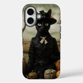 Hexenkatze mit Kürbissen iPhone 16 Hülle