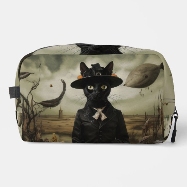 Hexenkatze mit Kürbissen  Waschbeutel (Vorderseite)