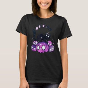 Hexenkatze Mondphasen Totenköpfe Halloween-Kostüm T-Shirt