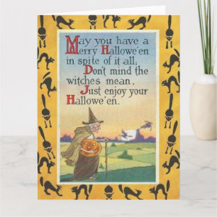 Hexenkatze O' Lantern Pumpkin Black Cat Karte