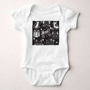 Hexenkatze: Vintage Abgeschiedene Illustration Baby Strampler