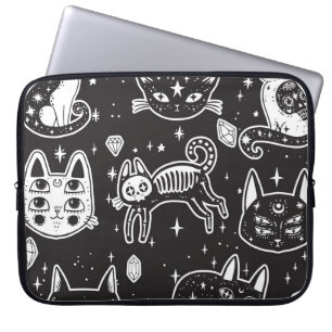 Hexenkatze: Vintage Abgeschiedene Illustration Laptopschutzhülle