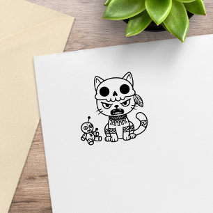 Hexenkatze-Voodoo-Puppe 1x1 Gummistempel
