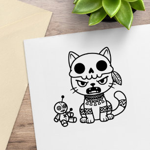 Hexenkatze Voodoo-Puppe Gummistempel