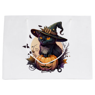 Hexenkatze zu Halloween Große Geschenktüte