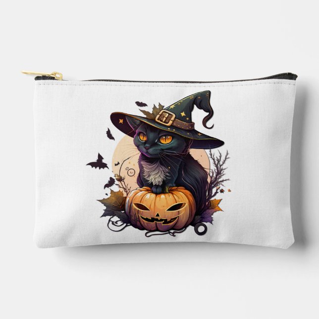 Hexenkatze zu Halloween Zubehörtasche (Vorderseite)