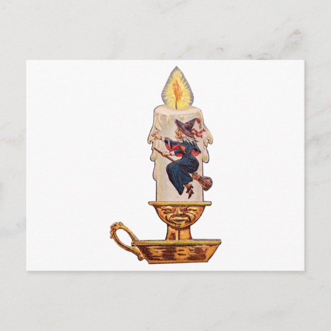 Hexenkerze (Vintage Halloween-Karte) Postkarte (Vorderseite)