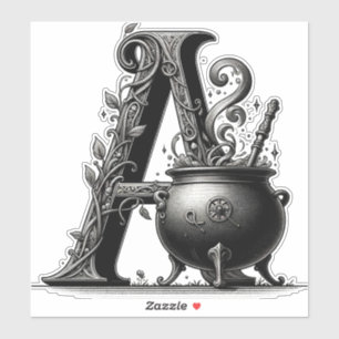 Hexenkessel Cauldron Hexchy Letter A Custom Initia Aufkleber