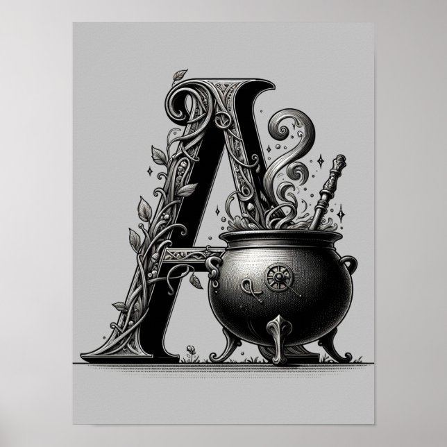 Hexenkessel Cauldron Hexchy Letter A Custom Initia Poster (Vorne)