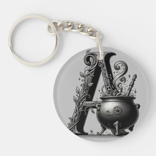 Hexenkessel Cauldron Hexchy Letter A Custom Initia Schlüsselanhänger (Vorderseite)