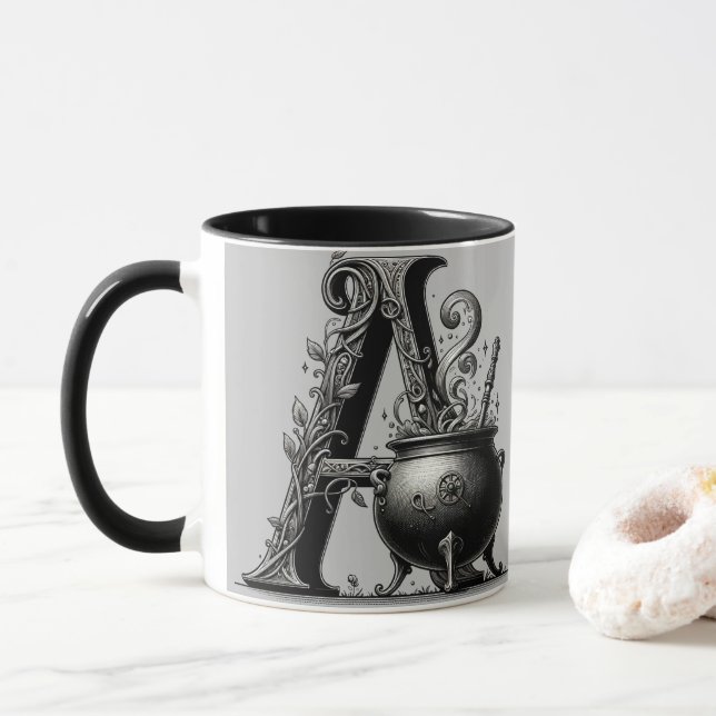 Hexenkessel Cauldron Hexchy Letter A Custom Initia Tasse (Mit Donut)