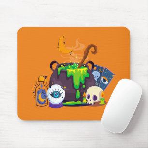 Hexenkessel Cauldron Kochtöpfe unter dem Mondlicht Mousepad