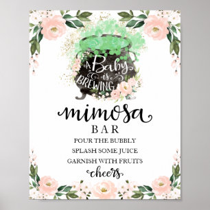 Hexenkessel Halloween Baby Shower Mimosa-Bar-Schil Poster