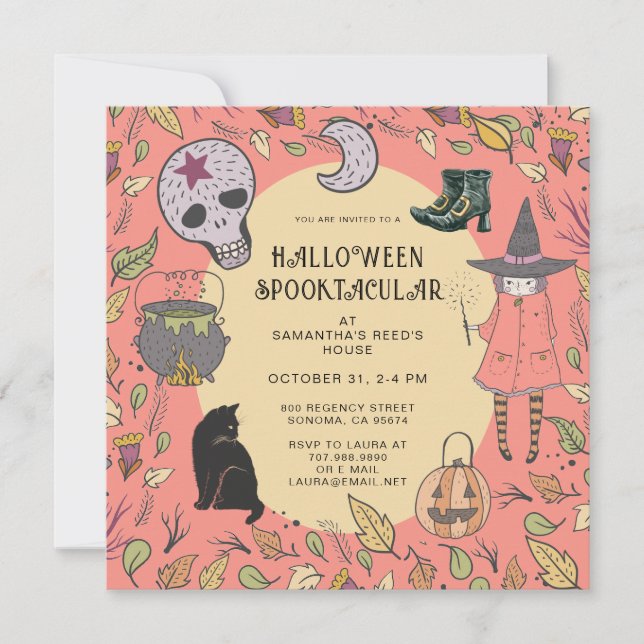 Hexenkids Halloween-Party Einladung (Vorderseite)