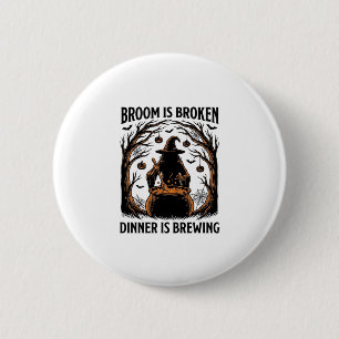 Hexenkoche-Shirt Lustiges Halloween-Kessel-Design Button