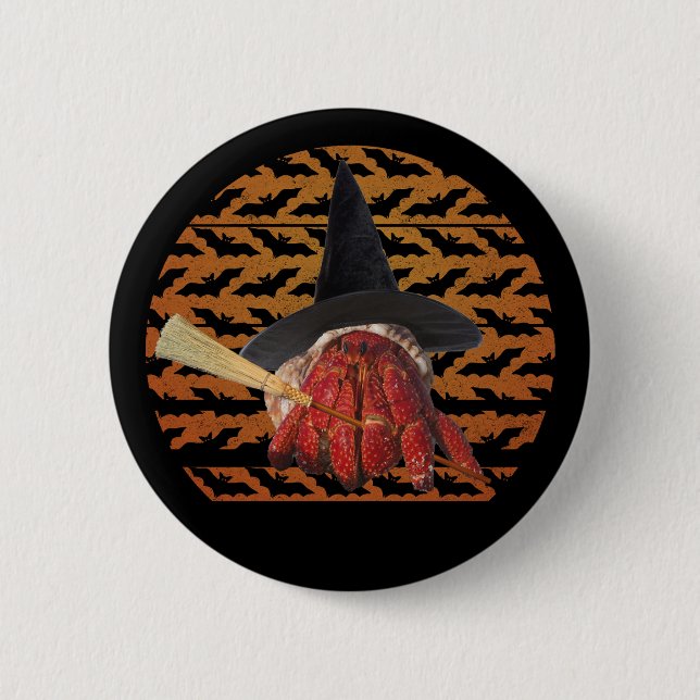 Hexenkrabbe Funny Halloween Hermit Crab Lover Button (Vorderseite)