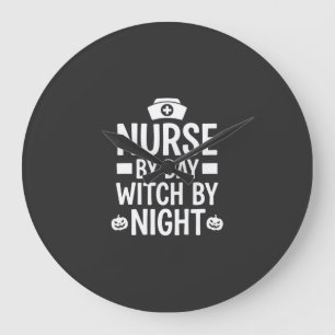 Hexenkrankenschwester Halloween Vektor Design_1 Große Wanduhr