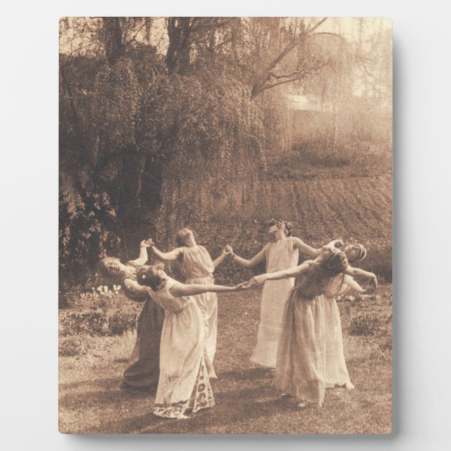 Hexenkreis Vintag tanzende Frauen Fotoplatte (Vorderseite)