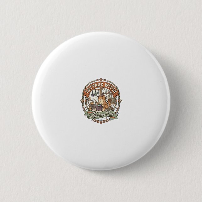 Hexenküche Cottage Witch Kitchen Katze Cottage Wit Button (Vorderseite)