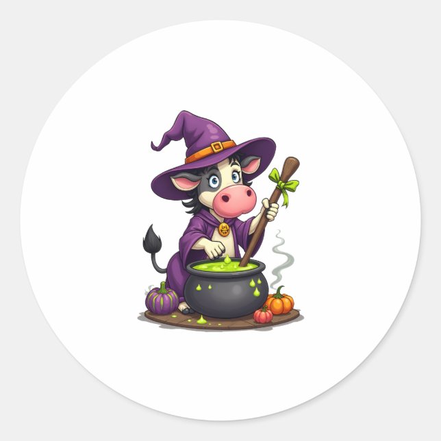 Hexenkuh Cauldron Brew Runder Aufkleber (Vorderseite)