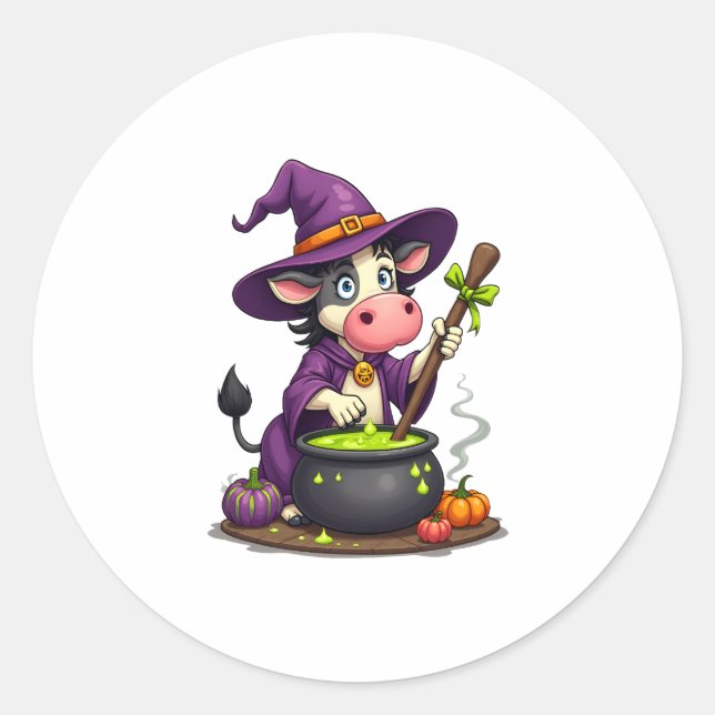 Hexenkuh Cauldron Brew Runder Aufkleber (Vorderseite)