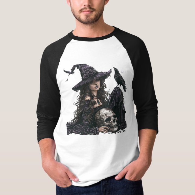 Hexenkunst & Art Store trauriger Schädel T-Shirt (Vorderseite)